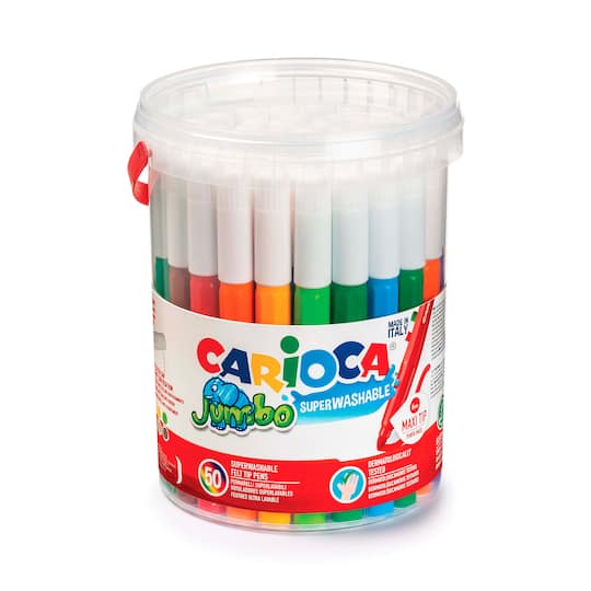CARIOCA® 6mm Jumbo Maxi Tip Felt Tip Washable Pens Tube, 50ct.